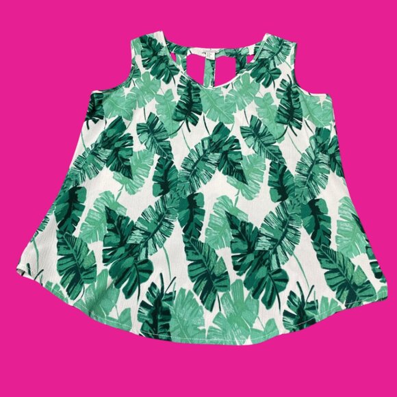🌴 Women's Medium Tropical Leaf Print Tank Top 🌴 - Picture 1 of 7